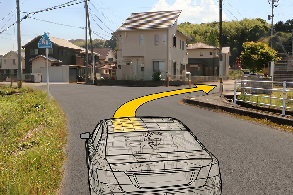 道順2 - Y字交差点を右折